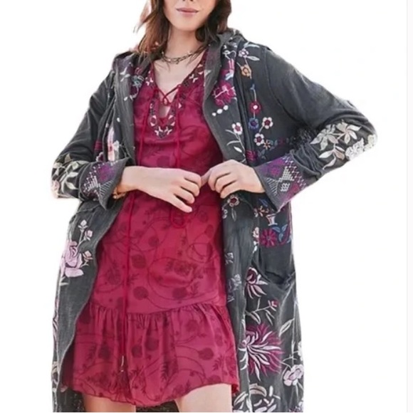 JOHNNY WAS🌻 JADE Sheer Embroidered Lace Up Mini Dress - Picture 7 of 15